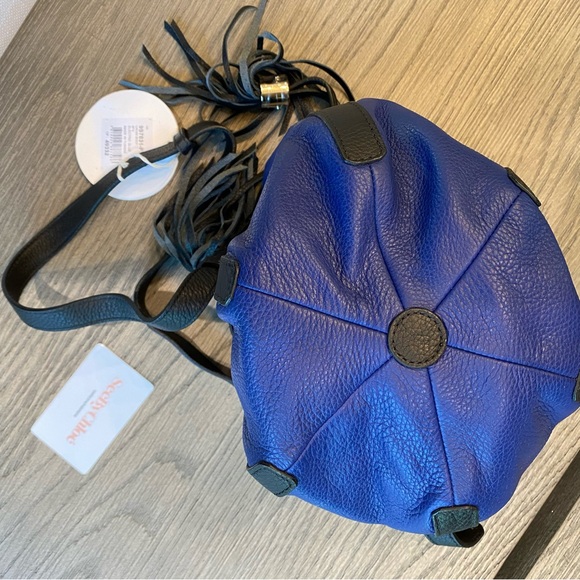 NWT See by Chloe Electric blue and black Crossbody shoulder leather bag tassels - Picture 6 of 14
